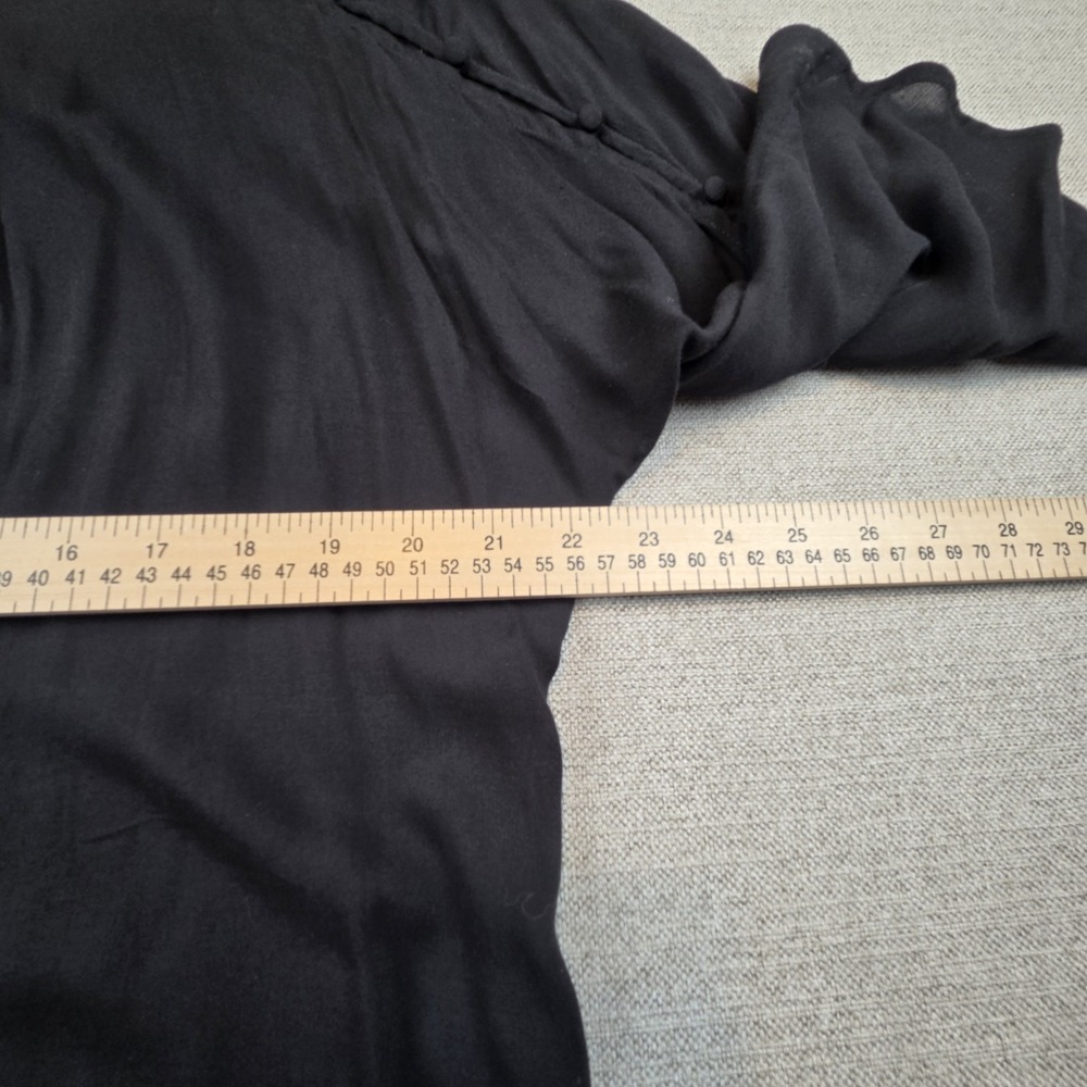 Maeve Anthropologie Black Blouse Women's Medium Modern Button Sleeve Lightweight - Picture 9 of 10